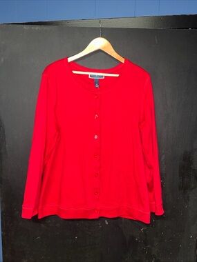 Karen Scott Red Button-Front Women's Cardigan